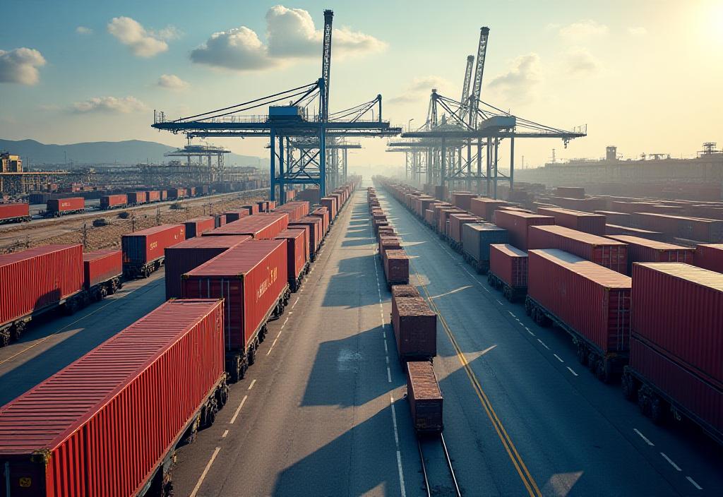 Multi-modal freight terminal with intermodal operations