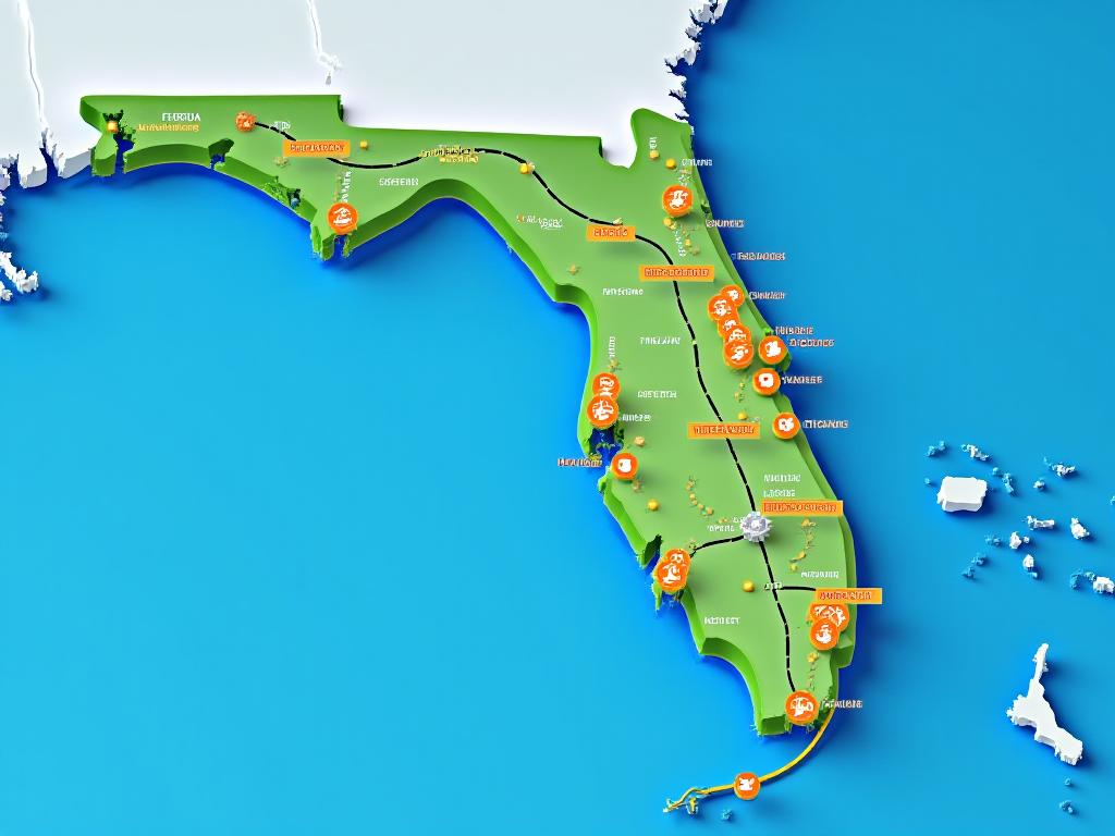Florida regional freight network and distribution routes
